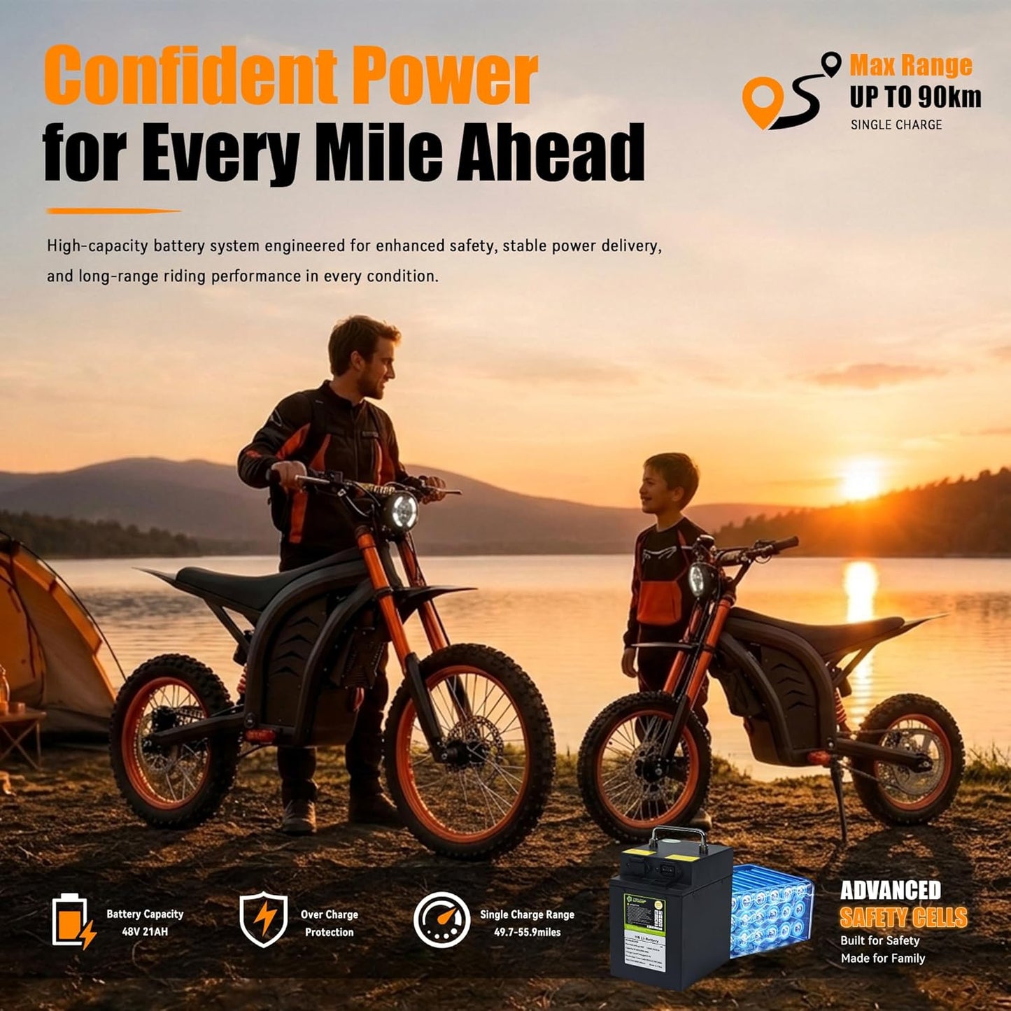 ELOTAC ET-1 Electric Dirt Bike for Teens Adults, 14"/12" Off-road Tires, Mid-Drive Motor 3500W Peak, 48V 21AH,37MPH, 330Lbs Max Load, Daul Disk Hydraulic Brakes