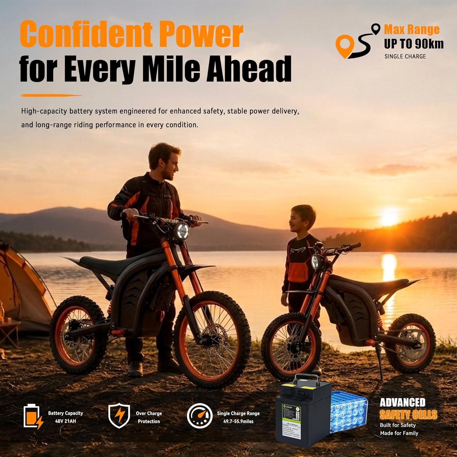 ELOTAC ET-1 Electric Dirt Bike for Teens Adults, 14"/12" Off-road Tires, Mid-Drive Motor 3500W Peak, 48V 21AH,37MPH, 330Lbs Max Load, Daul Disk Hydraulic Brakes
