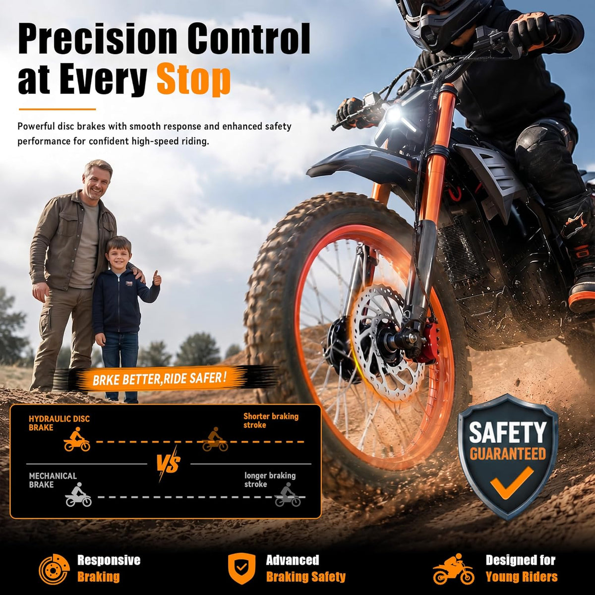 ET-3 Electric Dirt Bike, 72V 22.5Ah Removable Battery, 17