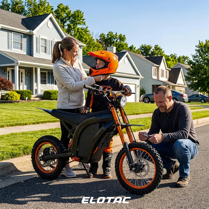 ELOTAC ET-1 Electric Dirt Bike for Teens Adults, 14"/12" Off-road Tires, Mid-Drive Motor 3500W Peak, 48V 21AH,37MPH, 330Lbs Max Load, Daul Disk Hydraulic Brakes